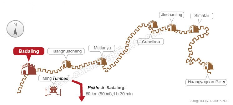 Carte de la Grande Muraille à Badaling