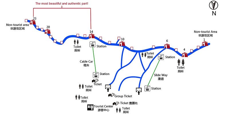 Carte de la Grande Muraille de Mutianyu