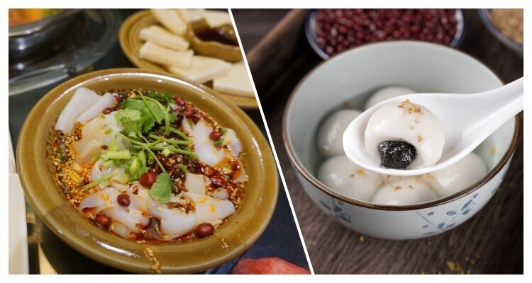 Les rouleaux de riz froid et tangyuan farci