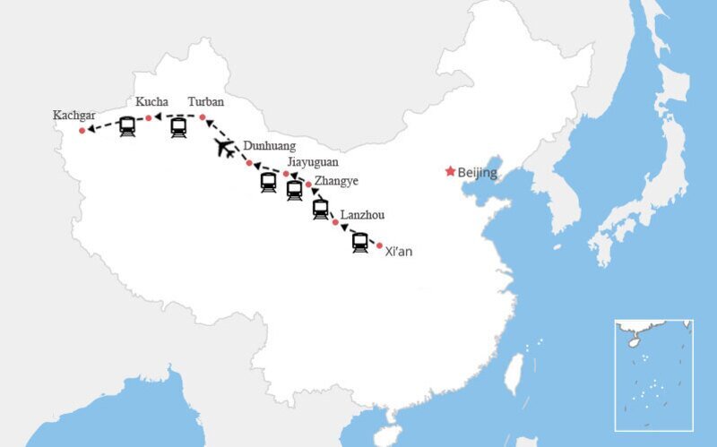 Route de la soie Chine carte